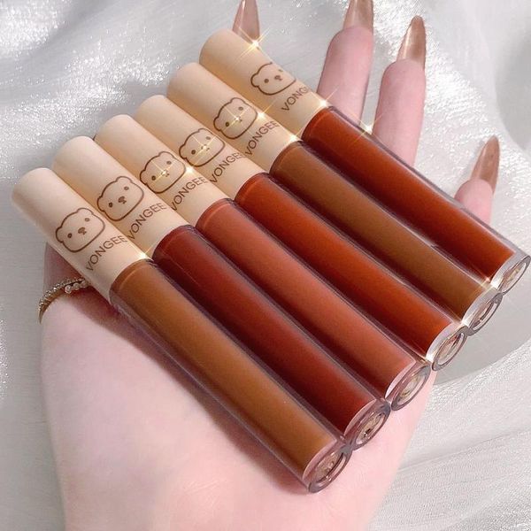 

lip gloss vongee 4 pc set strawberry bear glaze matte velvet lipstick long-lasting non-stick cup waterproof women makeup