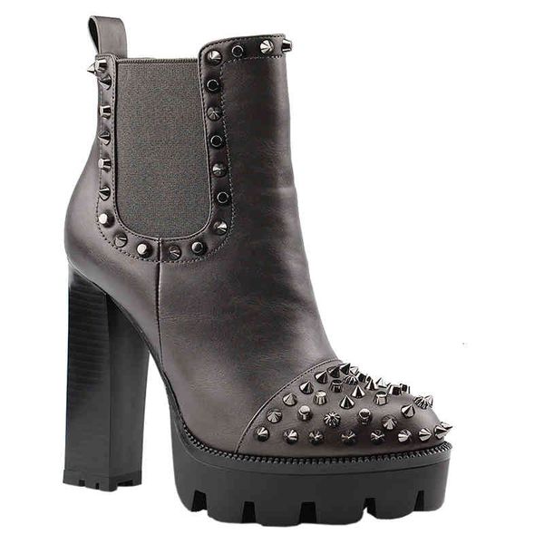 

dress shoes fashionable big size 35-41 attacked zip rebite up ankle boots woman high shoes heels q46n, Black