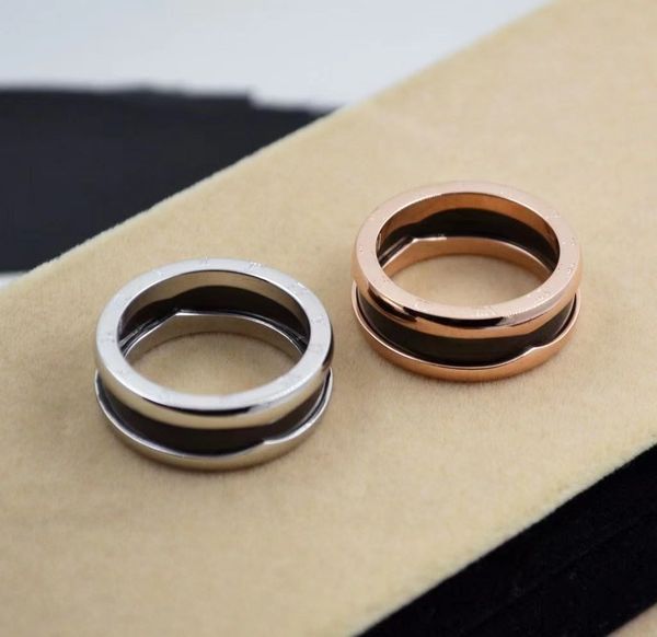 

classic thread wide ceramic ring, men and women with titanium steel letter ring, titanium steel lovers ring without box, Silver