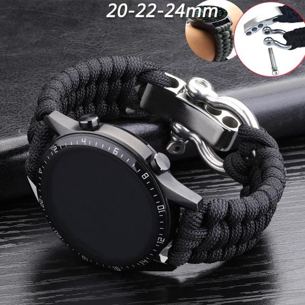 

watch bands 20 22mm strap for samsung galaxy 3 41mm 45mm band 42mm 46mm huawei gt 2e adjustable buckle rope bracelet, Black;brown