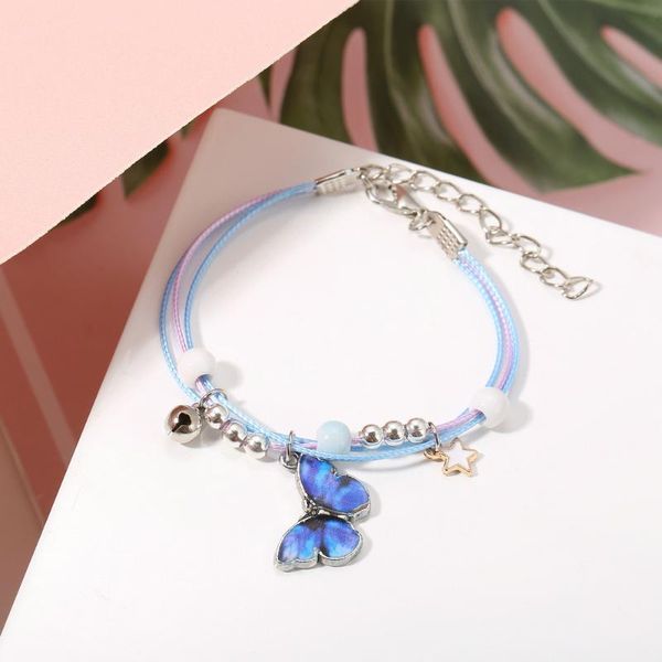 

fashion blue butterfly bracelet for couples cute acrylic multi-layer star shape women jewelry birthday party gift charm bracelets, Golden;silver