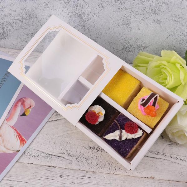 

gift wrap 10 pcs baking box white paper macaron small cookie cake dessert party packing with clear window big size