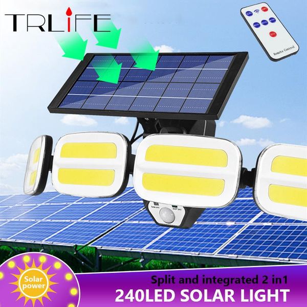 

solar lamps 240cob split integrated 2in1 lights outdoor 50w ip65 waterproof indoor lamp with adjustable head wide lighting angle