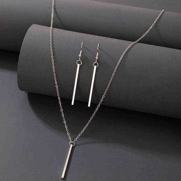 docona Set di orecchini con collana con ciondolo geometrico elegante per le donne Regalo di gioielli per ragazze in lega di colore argento bohémien G1206