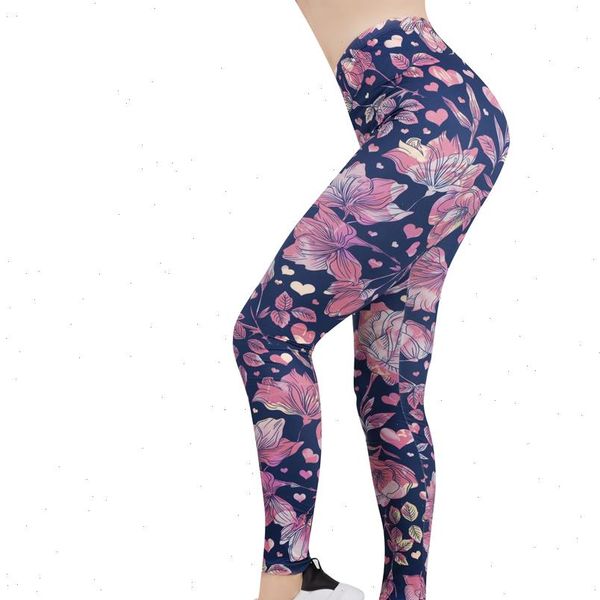 

floral love printing leggins slim women leggings high elasticity legins fitness pants drop, Black