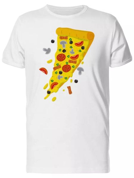 

pizza slice with bacon men's tee -image by shutterstock, White;black