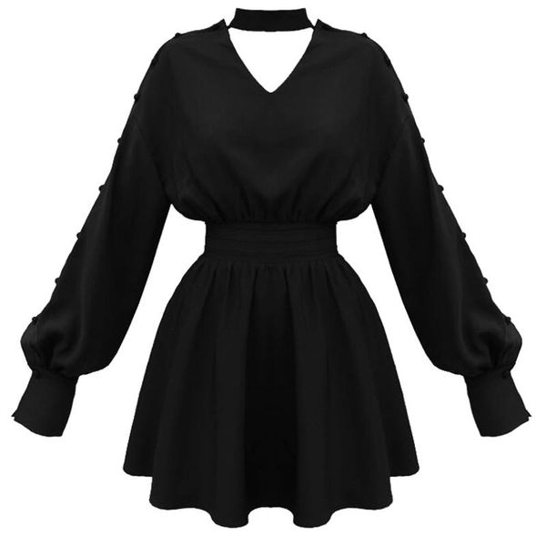 

punk gothic black shirt dress harajuku long sleeve v collar hip hop mini dresses goth party streetwear grunge casual, Black;gray