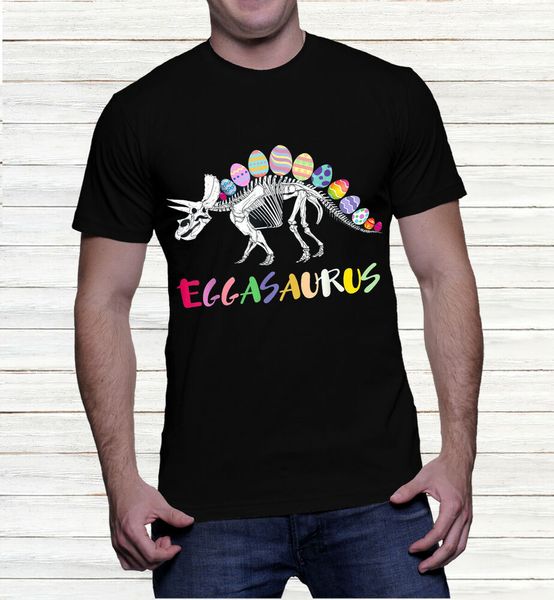 

happy easter eggasaurus egg dinosaur t-shirt, White;black