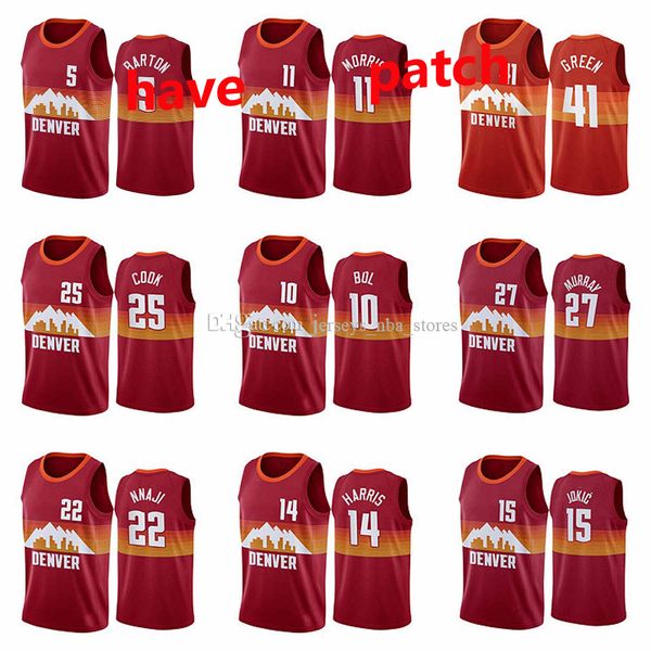 

custom 2021 5 barton 11 morris 41 green 25 cook 27 murray 22 nnaji 14 harris basketball jersey men women youth jerseys, Black;red
