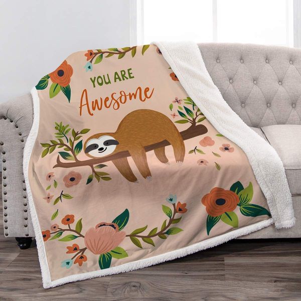

Sloth Sherpa Blanket Smooth Soft Print Throw Blanket Kid Baby for Sofa Chair Bed Office Travelling Camping 50"x60" 50" X 60"