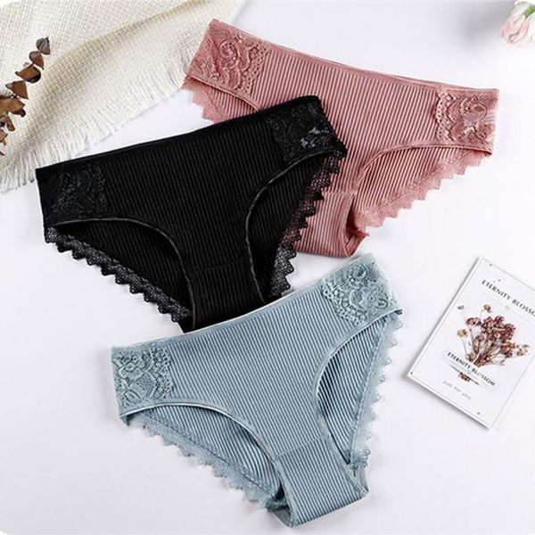 

women's panties 4pcs comfortable breathable soft skin-friendly women shorts lace briefs cotton high elasticity buttocks female underwea, Black;pink
