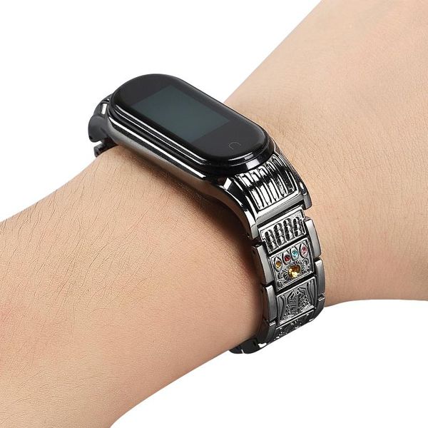 

watch bands bracelet for mi band 3 4 strap metal stainless steel miband replacement wristbands accessories, Black;brown