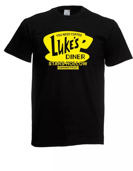 

mens t-shirt luke's stars hollow cafe gilmore size up to 5xl, White;black