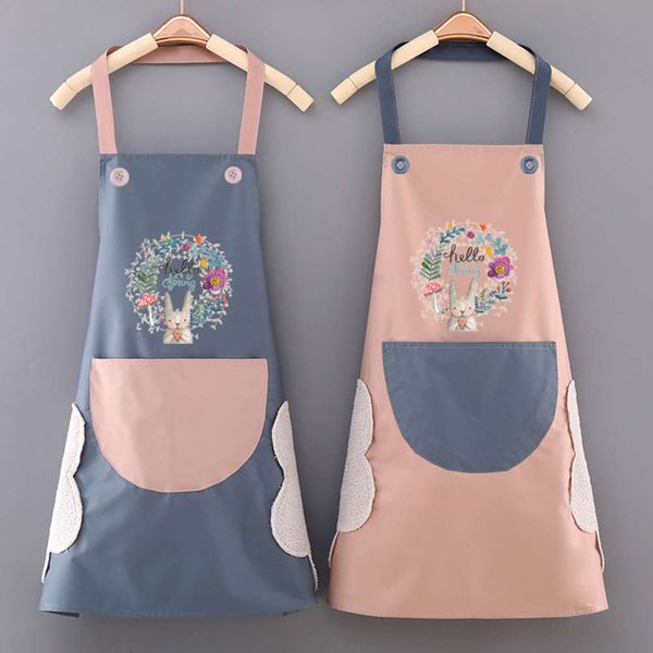 

mesh red apron, kitchen household with pocket, printed hanging neck
