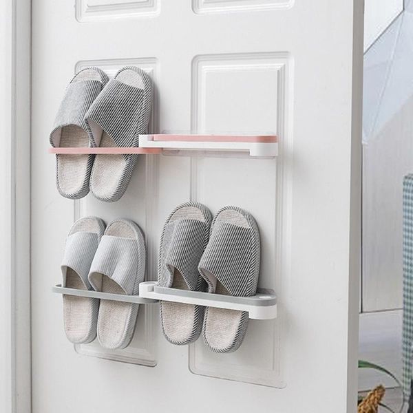 

bathroom slippers rack wall mounted shoe organizer folding holder shoes hanger self adhesive towel racks kitchen storage & organization