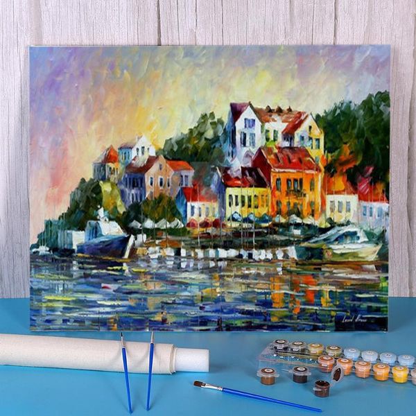 

paintings mediterranean noonday sun painting by numbers complete kit acrylic paints 40*50 paiting decorative wholesale
