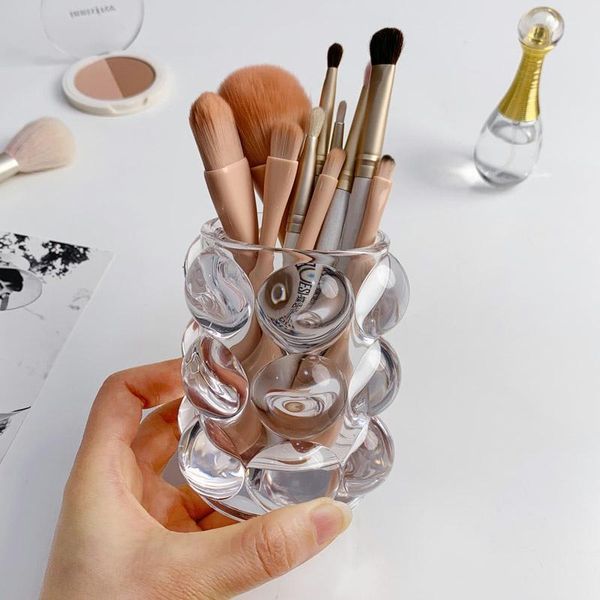 

storage bottles & jars cosmetic brush barrel korean wind glass pen holder eyebrow simple deskdecoration office