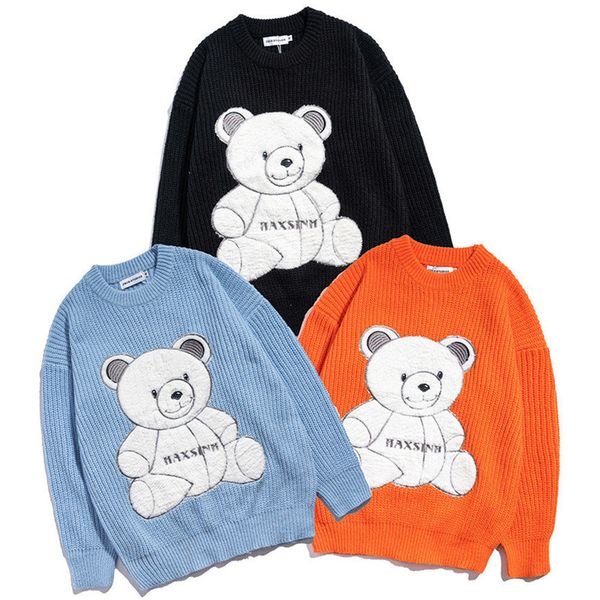 

men's sweaters harajuku style, knitted or crocheted, 2021, White;black