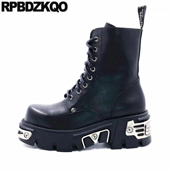 

boots high heel women shoes creepers flatform combat demonia wedge gothic platform punk muffin metal ankle harajuku1, Black