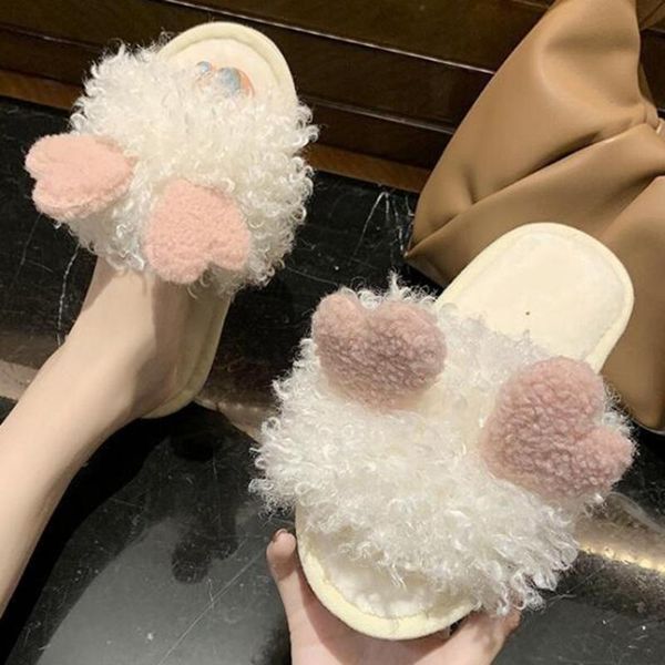 

women slippers lovely cotton winter casual non-slip floor home furry shoes for bedroom xx520, Black