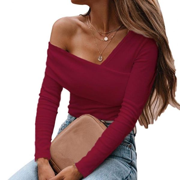 

women's blouses & shirts autumn blouse women off shoulder solid color female long sleeve slim elegant ladies blusas, White