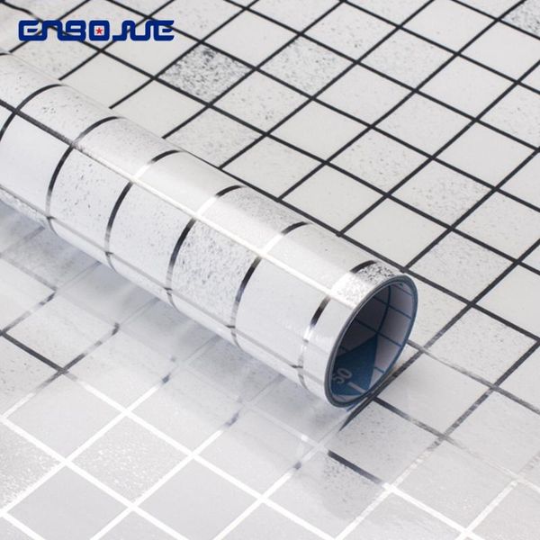 

wallpapers 0.45x5m high temperature kitchen oil-proof tiles wallpaper home decor anti-fouling waterproof easy to scrub mosaic wall stickers