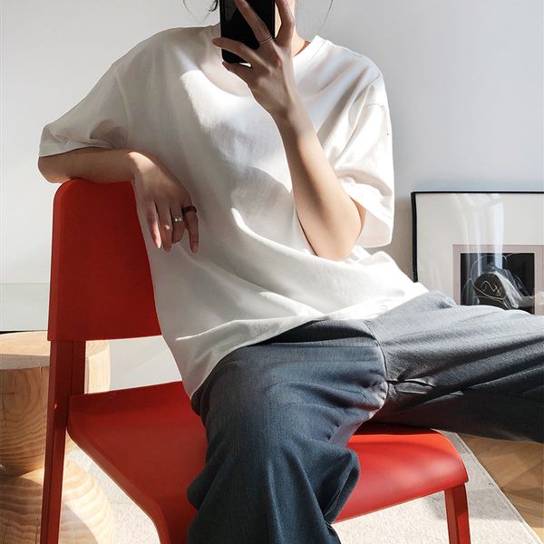 

tee classic soft casual short sleeve breathable women's t-shirt, White