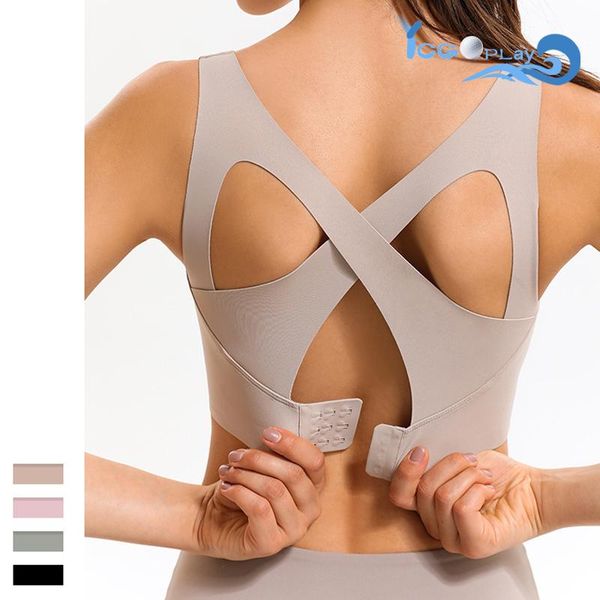

yoga outfit seamless sports underwear bras for womem push up bralette cross beauty back plastic