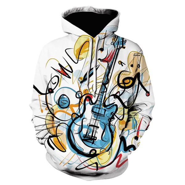 

women's hoodies & sweatshirts fashion guitar color art 3d full body print men's hoodie casual harajuku street hip hop sweatshirt a, Black