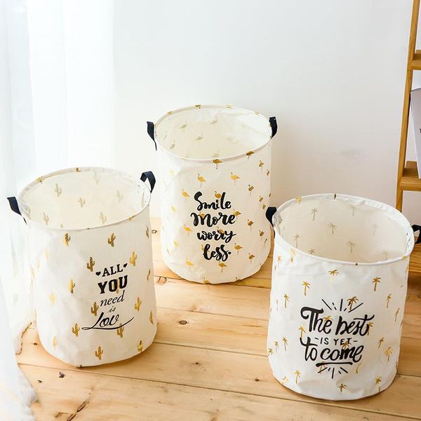 

storage boxes & bins folding laundry basket round bin bag large hamper collapsible clothes toy holder bucket organizer household sundries