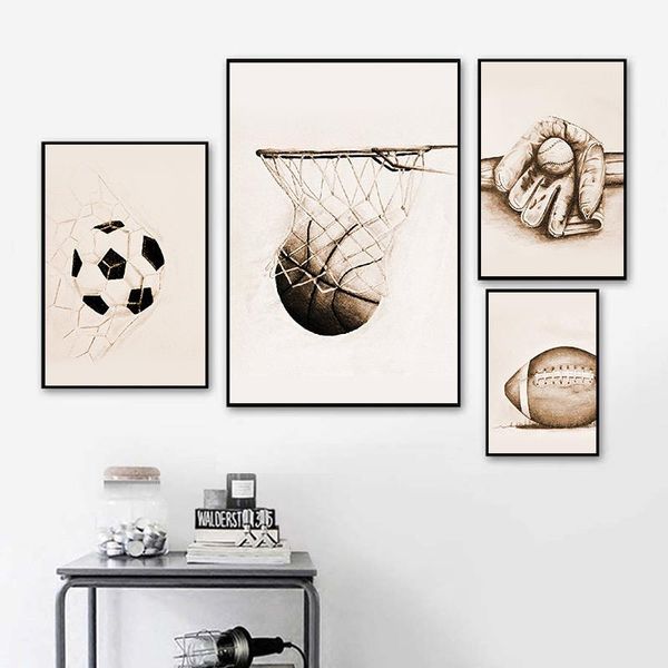 

paintings canvas painting wall art football american retro basketball poster nordic style modern living room home decor