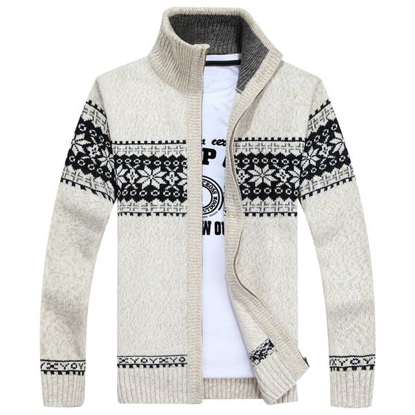 

autumn winter print sweater men striped christmas sweater windbreaker warm fashion cardigan sweaters male big size 3xl, White;black