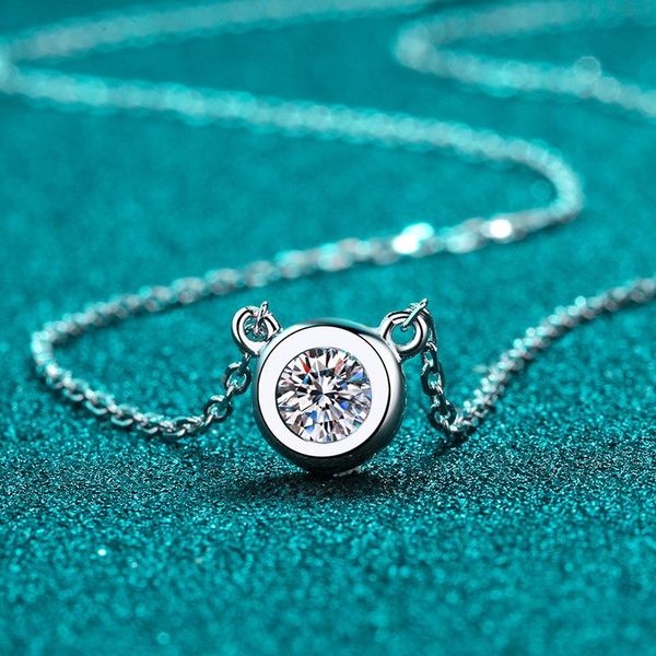 

chains moissanite pendant necklace 925 silver 1 d color for women gift fine jewelry trendy luxury diamond