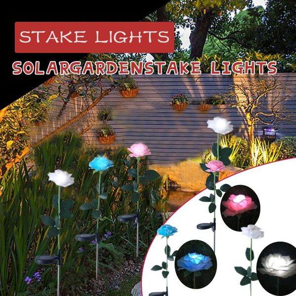 

lawn lamps 2021 home fashion 3pc flower 1 head solar led decorative outdoor lamp garden stake lights party accessories