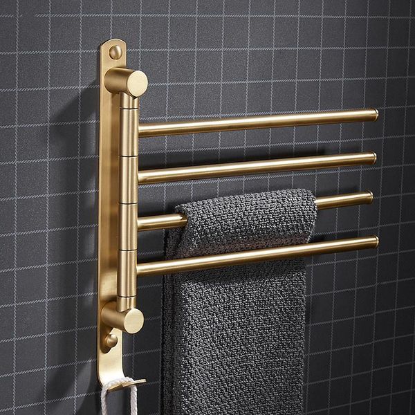 

bathroom hardware accessories brass rotating towel bar wall-mounted retro rack 3 bars brushed gold/black/white racks