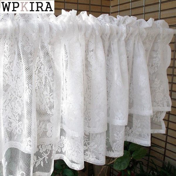 

curtain & drapes romantic double layer lace small white kitchen half drape sheer floral bay window voile blinds rod pocket 007#d