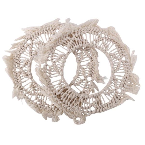 

window stickers wall-mounted mirror lace fringe 2 sets of small round decorative boho hand-woven frame