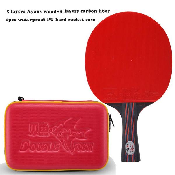 

double fish red-black carbon fiber table tennis racket paddle ittf approved rubber loop fast attack with waterproof bag raquets