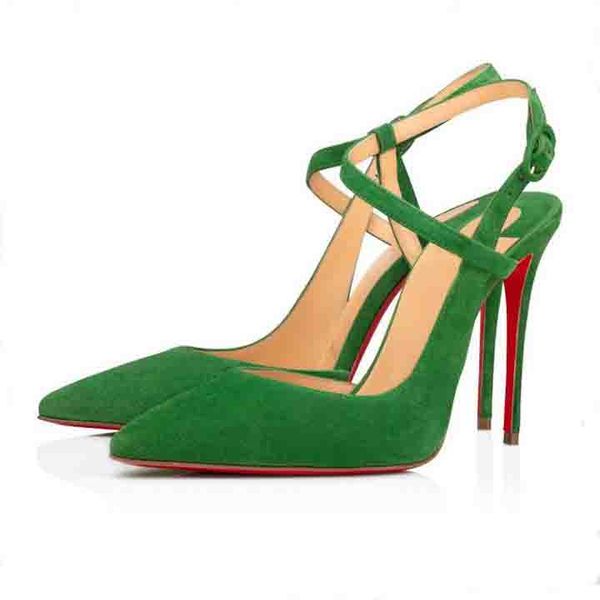 

super quality pumps women dress shoe high heels red bottom luxury designer women's jenlove alta 120mm leather ankle-strap peep-toe sand, Black