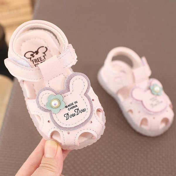 

sandals baby 2021 baotou animal prints first walker non-slip soft sole cute comfortable shoes for toddlers hook loop size 15-25, Black;red