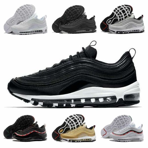 

97 men running shoes women sports trainers 97s og triple black metallic gold silver bullet metalic white 3m classical puerto rico wolf grey
