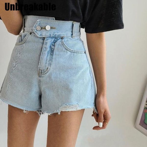

vintage ripped denim shorts women double button loose blue summer female jeans 2021 streetwear women's