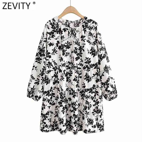 

women vintage o neck bow black leaves floral print dress chic female lantern sleeve casual straight vestido ds5012 210416, Black;gray