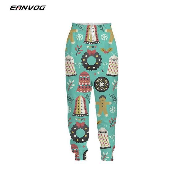 

women's pants & capris eanvog 3d christmas print trousers casual sport fitness workout sweatpants, Black;white