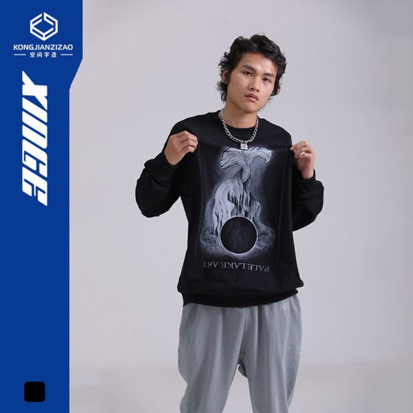 

sweatshirts dark high street wind black hole old printed long sleeve t-shirt men's fashion hip hop loose sweater