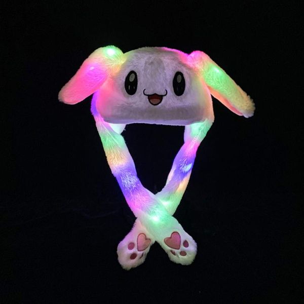 

hair accessories kids glowing ear moving hat jumping up plush flash cartoon children gift light airbag luminous toys, Slivery;white