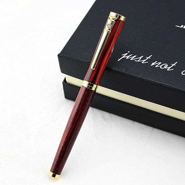 

diamond clip fountain pen with gift box dual color 0.5 nib gold black red metal ink pens for writing stationery