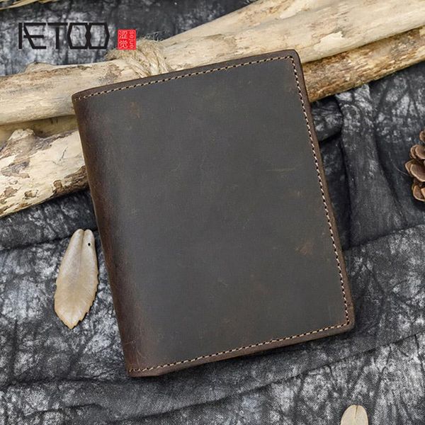 

men's retro leather wallets, crazy horse multi-card first layer cowhide casual wallets, Red;black