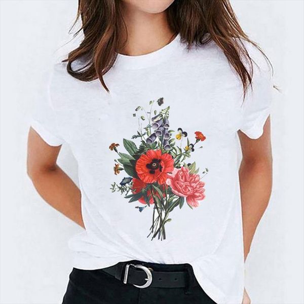 

and women floral flower mens t shirt office fashion printing print lady womens graphic female tee, White;black