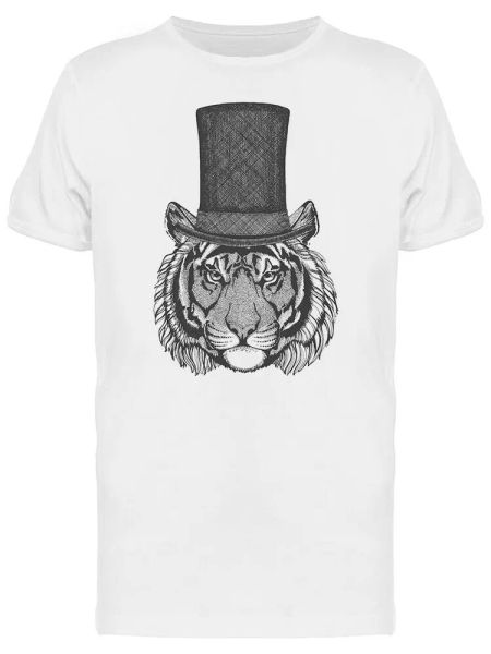 

serious tiger hat men's tee -image by shutterstock, White;black
